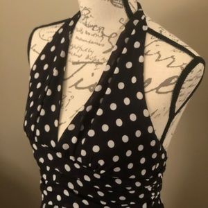 Midi Polka Dot Halter Dress